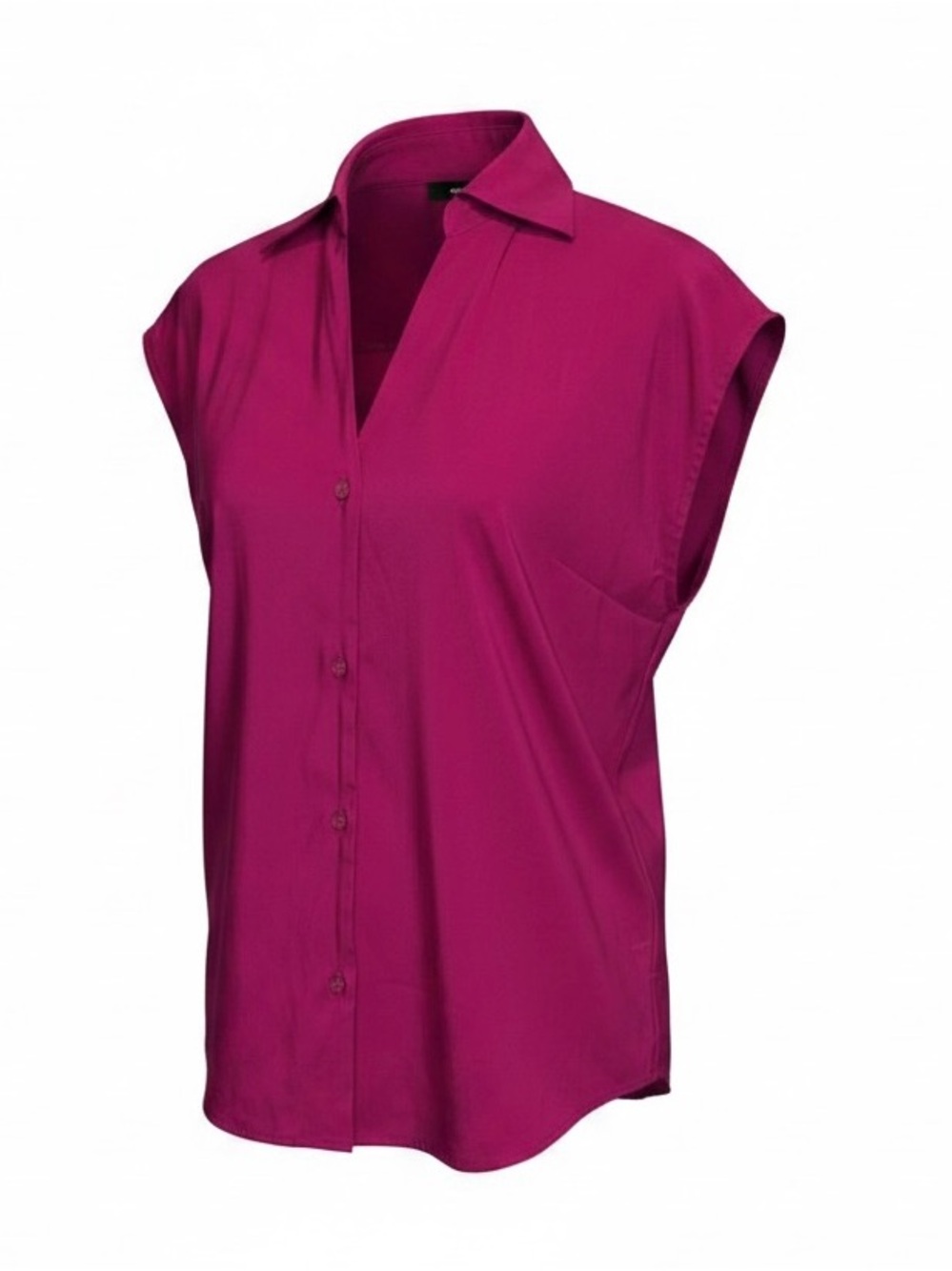 Express Women’s Cap-Sleeve Button Front Blouse — Magenta Size XS